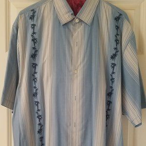 Tommy Bahama retro striped button down with palms